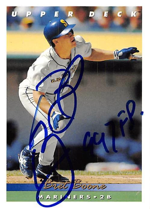 Bret Boone autographed baseball card (Seattle Mariners, SC) 1993 Upper Deck #65 - Image 1 of 1