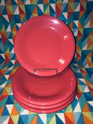FLAMINGO NEW FIESTA 4 retired SALAD APPETIZER PLATES 7.25" FIESTAWARE FREE SHIP