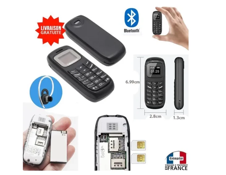 Mini Téléphone Portable BM70 – Débloqué, Double SIM, Bluetooth, Écran OLED 0,66" Foto 1 de 1