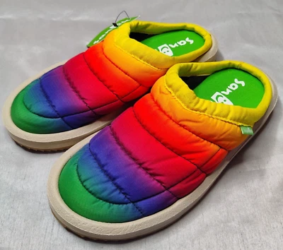 SANUK Girls Size 3 Lil Puffer Low Rainbow Mule Sandal Slippers NEW - Image 1 of 4