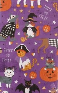 Halloween Trick or Treat Dogs and Cats Vinyl Flannel Bk Tablecloth Var Size - Picture 1 of 4