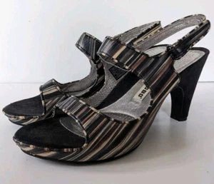 Tsubo Ina Womens 8.5 Heels Sandals Comfort Black Gray Brown Beige Painted - Picture 1 of 14
