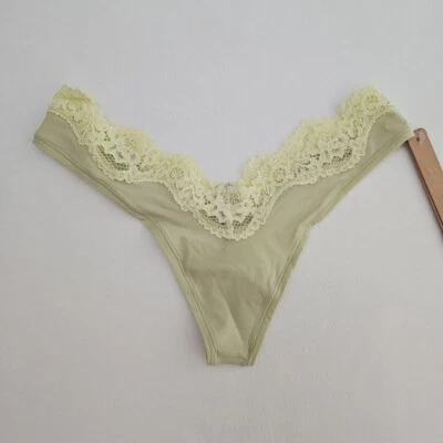 Skims Fits Everybody Lace Dipped Thong Size XS Sage NWT - Image 1 of 4