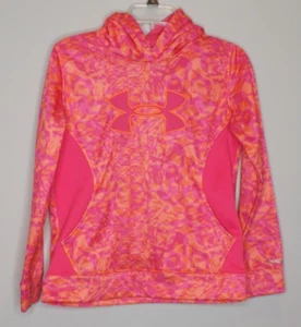 Under Armour Storm Youth Large Hoodie Loose Pink Orange Logo Pullover Sweatshirt - Picture 1 of 5