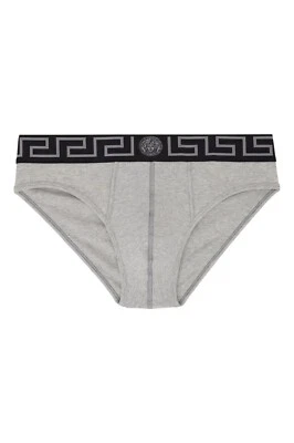Nuevo con etiquetas Versace Para Hombres Greca Border Calzoncillo Gris Jaspeado Negro Talla 4 Pequeño Foto 1 de 4