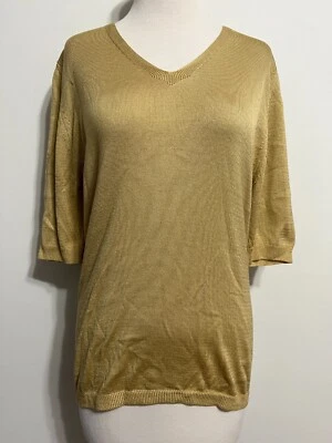 Suéter/Tejido Maria Di Ripabianca Italia Seda Cuello en V Tostado/Dorado Trigo Talla L Foto 1 de 4