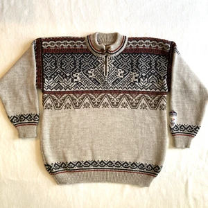 Dale Of Norway 1998 Nagano Olympics Tan Wool Pullover 1/4 Zip Nordic Men Large - Picture 1 of 21
