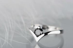 Schwarzer Diamant Ring IN Sterlingsilber Tolle Glanz Zertifiziert, Freitag Sale