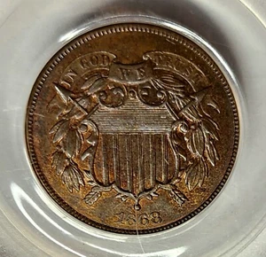 CHOICE 1868 TWO CENT PIECE 2C NGC MS64 BN, LOW POP, HIGH GRADE BEAUTY !!! - Picture 1 of 4