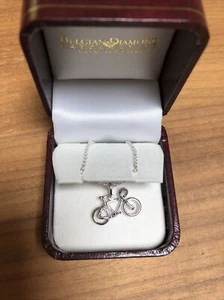 Sterling Silber Fahrrad Anhänger 18 Zoll Halskette Neu - Bild 1 von 6