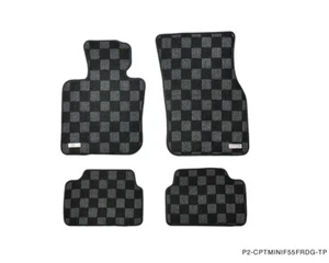 P2M FRONT & REAR Checkered Carpet Floor Mats for Mini Cooper (F56) 2dr Hatch 14+ - Picture 1 of 3
