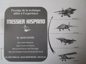 9/1974 PUB MESSIER HISPANO ROUE FREIN ALPHA JET JAGUAR MIRAGE F1 POTEZ FRENCH AD - Picture 1 of 1