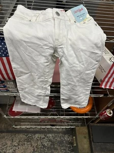 Children’s Size 6 Cat And Jack Wide Leg Crop White Denim Jeans Adjustable Waist - Picture 1 of 6