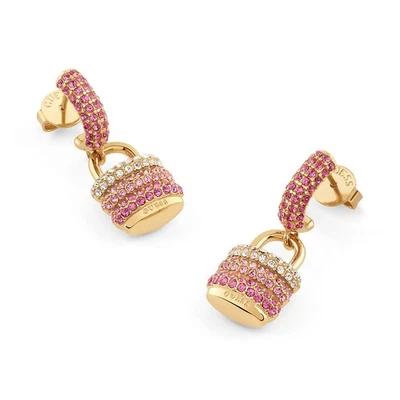 GUESS Schmuck Damen-Creolen Pave Schloss Ohrringe Goldfarben JUBE05407JWYGPKT/U - Bild 1 von 4