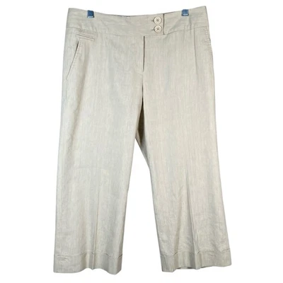 Pantalones Classiques Entier Mezcla de Lino Mujer 6 Beige Capri Pantalones Cortos con Puños Foto 1 de 4