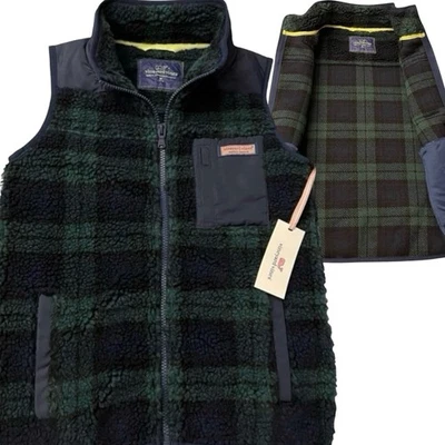 Vineyard Vines girls Blackwatch SuperShep Vest size MEDIUM (10-12) Blue + Green - Image 1 of 4