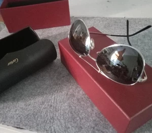 CARTIER SUNGLASSES SANTOS DUMONT LIMITED EDITION GOLD 18kt MAP PILOT TRINITY NEW - Picture 1 of 8