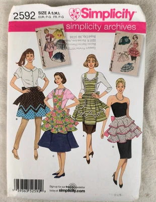 Simplicity Pattern 2592 Retro Aprons Vintage 50s Reproduction Archives Uncut SML - Image 1 of 3