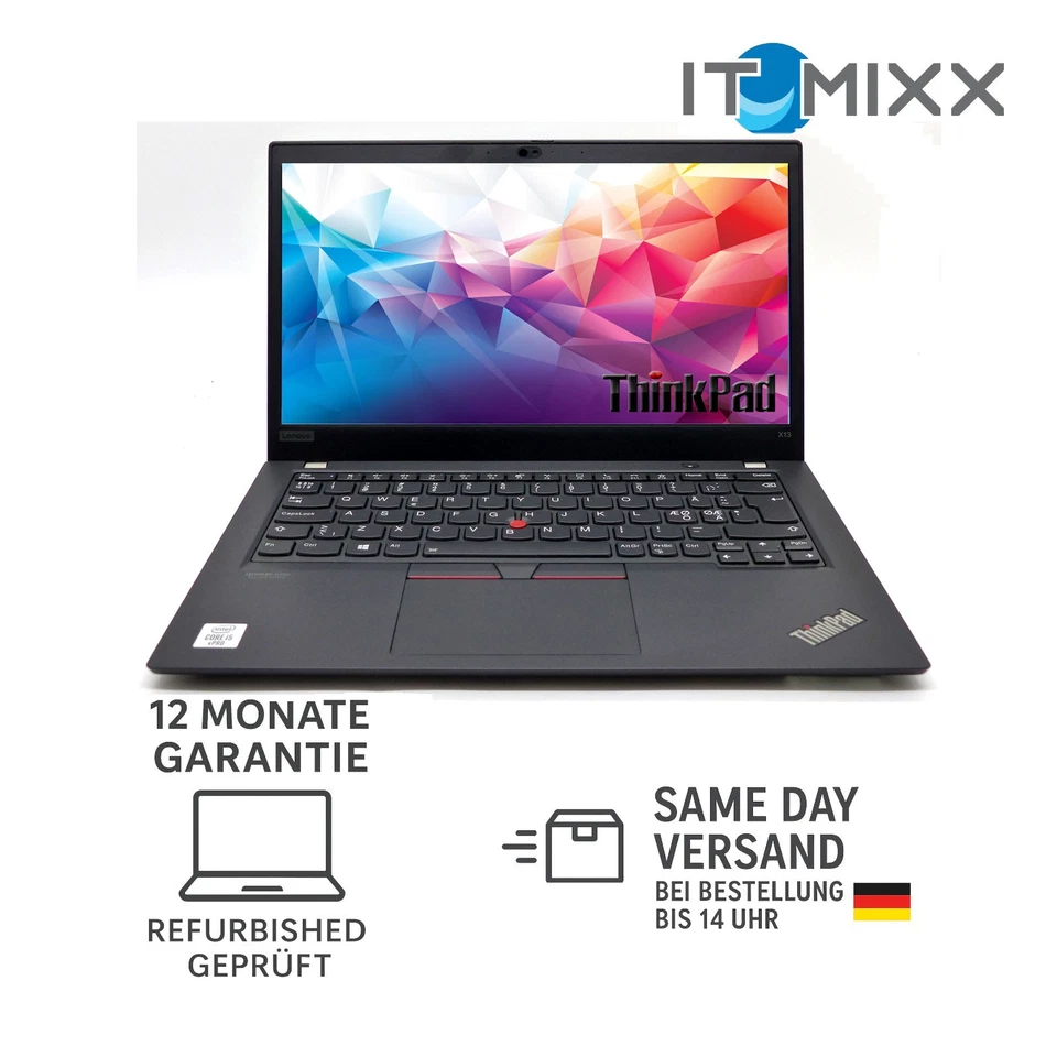 Lenovo ThinkPad  X13 Core i5 10210u 1,6Ghz 8GB 256Gb 13,3"1920x1080 Wind 11 - Bild 1 von 4