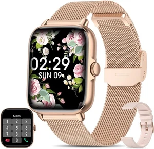 Smartwatch Damen mit Telefonfunktion 1,7" Display für Android & iOS - Roségold - Bild 1 von 21