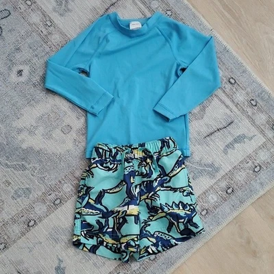 Hanna Andersson Toddler Boys Rash Guard And Swim Trunks Set Sz3T - Image 1 of 4