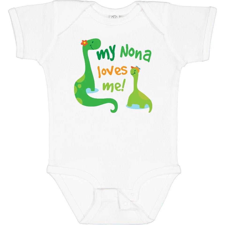Inktastic My Nona Loves Me Grandson Dinosaur Baby Bodysuit Cute Grandchild Boys - Image 1 of 1