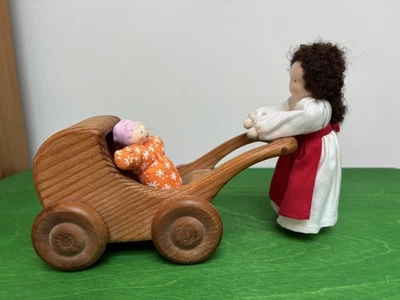 Miniature dolls house size wooden pram suitable for Grimms maileg figures etc  - Image 1 of 4