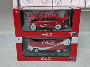 M2 Machines Diecast Coca-Cola Chase VW Beetle Delivery Van Bus 1/750 1:24 Lot - Picture 1 of 6