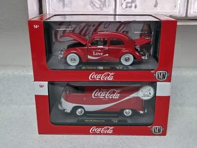M2 Machines Diecast Coca-Cola Chase VW Beetle Delivery Van Bus 1/750 1:24 Lot - Image 1 of 4
