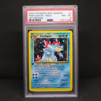 🔥 PSA 8 NM-MT 1ST EDITION FERALIGATR HOLO RARE | NEO GENESIS 4/111 🔥 - Image 1 of 3