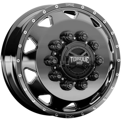 Torque HD TW643F Haulin 19.5x6 10x225 Black/Milled-Front Wheel Rim 19" Inch Foto 1 de 4