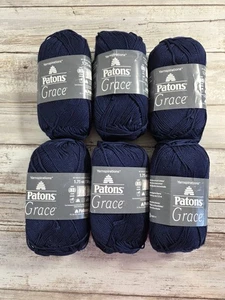 Patons Grace 100 % mercerisierte Baumwolle Garn Menge 6 Knäuel Marineblau 1,75 Unzen 50g - Bild 1 von 5