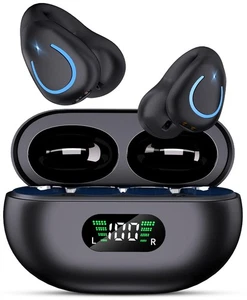 Clip-On Wireless Bluetooth 5.3 Knochenleitungs-Ohrhörer LED-Display schwarz - Bild 1 von 8