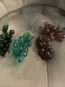 🍇Juego de 4 racimos de uva de vidrio vintage de mediados de siglo - Imagen 1 de 7