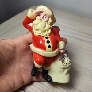 Zelluloid Weihnachtsmann Kuchen Topper Weihnachten Figur Wilton 5,5" Spielzeugsack 1978 - Bild 1 von 5