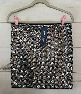 Anna-kaci NUEVO CON ETIQUETAS Lentejuelas Plateadas Talla L/XL Elástica Vacaciones Festivo Elegante Falda de Moda Foto 1 de 4