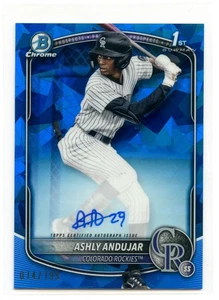 2025 Bowman Sapphire Ashly Andujar Prospect Auto Blue /199 1st Colorado Rockies - Picture 1 of 2
