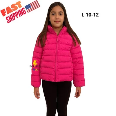 Jaqueta acolchoada The Childrens Place Girls rosa resistente à água tamanho L 10/12 - Imagem 1 de 4