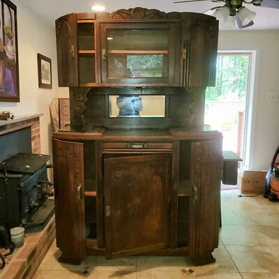 1920 Art Deco Buffet French Carved Oak Grapes Fruit, MidCentury Modern - Изображение 1 из 4