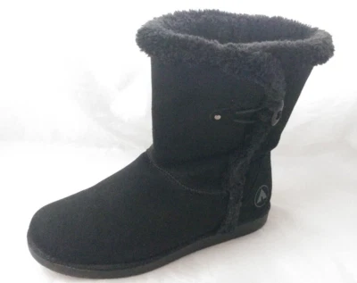 Botas femininas Airwalk tamanho 9.5 preto camurça sintética casual conforto forrado de pele - Imagem 1 de 4
