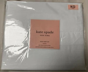 JUEGO DE SÁBANAS KING BLANCO SATÉN ALGODÓN 300TC KATE SPADE WESTON NUEVO EN PAQUETE - Imagen 1 de 2