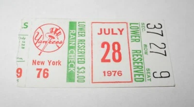 July 28 1976 New York Yankees vs Baltimore Orioles Baseball Ticket Stub - Image 1 of 2