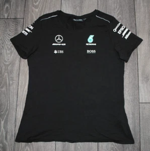 WOMENS XL FORMULA 1 MERCEDES AMG PETRONAS SHIRT JERSEY HUGO BOSS HAMILTON BLACK - Picture 1 of 9