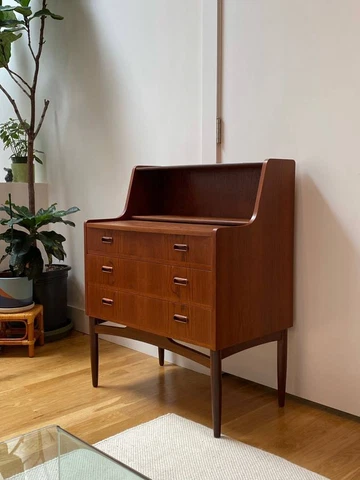 Mid Century Danish Teak Secretary Desk Dresser Cover