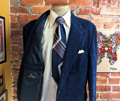 Blazer chaqueta de traje vintage de pana azul marino de los años 70-80 para hombre 100 % algodón - 46 Foto 1 de 4