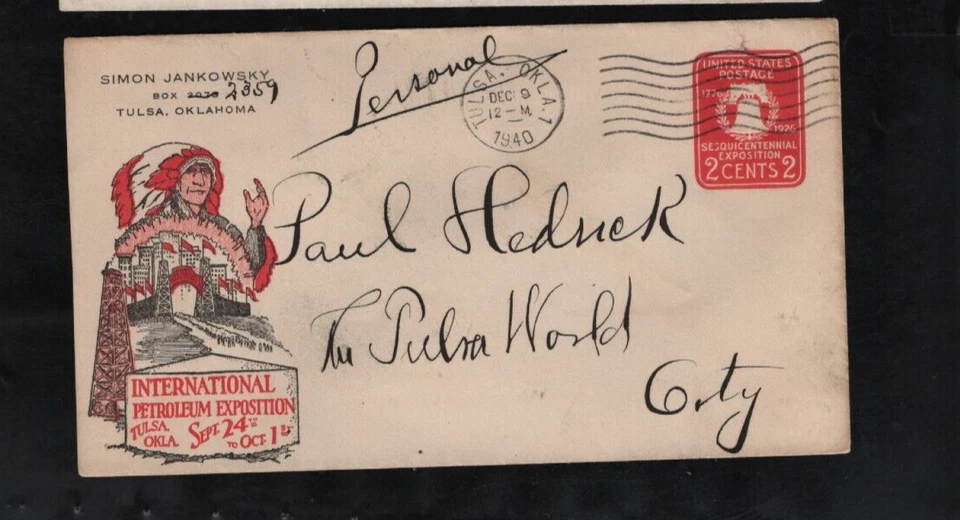 International Petroleum Exposition Tulsa Oklahoma 1940 multicolor Indian ad covr - Image 1 of 1