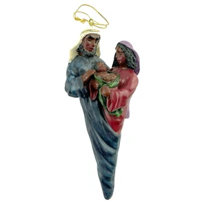 Adorno Corazón Belén Negro Familia Afroamericana Joseph Mary Niño Jesús - Imagen 1 de 6