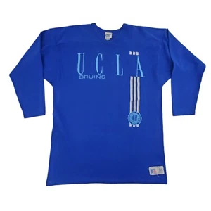 Vintage 80s Mens Size XL UCLA Bruins V-Neck Heavy Weight Long Sleeve Blue Shirt - Picture 1 of 12