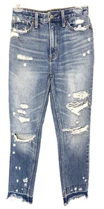 Abercrombie & Fitch Annie High Rise Girlfriend Distressed Jeans 24/00 - Picture 1 of 5