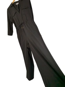 Calvin Klein Womens Black Wide-Leg Cropped Jumpsuit Size 8 3/4 Sleeves NWT 8749 - Picture 1 of 13